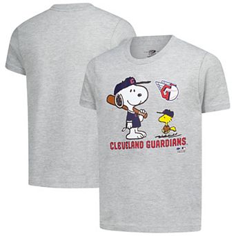 Youth Heather Gray Cleveland Guardians Peanuts Snoopy T-Shirt