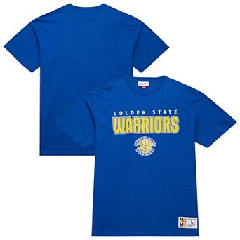 Men's Mitchell & Ness Royal Golden State Warriors Hardwood Classics Throw It Back Premium T-Shirt