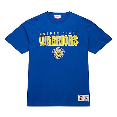 Men's Mitchell & Ness Royal Golden State Warriors Hardwood Classics Throw It Back Premium T-Shirt
