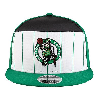Youth New Era White/Kelly Green Boston Celtics 2025 NBA Tip Off Split Panel 9FIFTY Snapback Hat