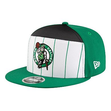 Youth New Era White/Kelly Green Boston Celtics 2025 NBA Tip Off Split Panel 9FIFTY Snapback Hat