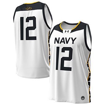 Men's Under Armour #12 White Navy Midshipmen Jolly Rogers Alternate Replica Basketball Jersey