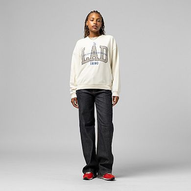 Women's Mitchell & Ness Cream Los Angeles Dodgers Premium Crewneck Sweatshirt