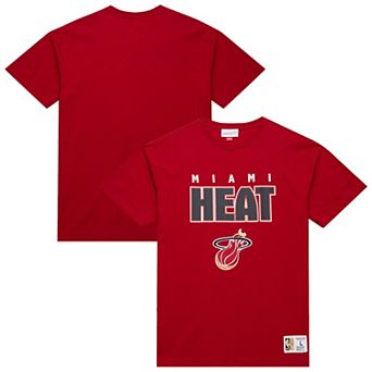 Men's Mitchell & Ness Red Miami Heat Hardwood Classics Throw It Back Premium T-Shirt