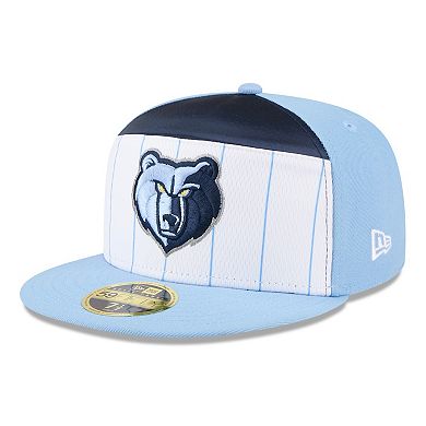 Men's New Era White/Light Blue Memphis Grizzlies 2025 NBA Tip Off Split Panel 59FIFTY Fitted Hat