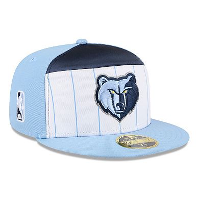Men's New Era White/Light Blue Memphis Grizzlies 2025 NBA Tip Off Split Panel 59FIFTY Fitted Hat
