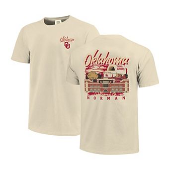 Men's Image One Natural Oklahoma Sooners Comfort Colors Hand-Drawn Campus Stack T-Shirt