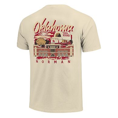 Men's Image One Natural Oklahoma Sooners Comfort Colors Hand-Drawn Campus Stack T-Shirt