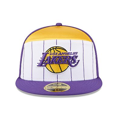 Men's New Era White/Purple Los Angeles Lakers 2025 NBA Tip Off Split Panel 59FIFTY Fitted Hat