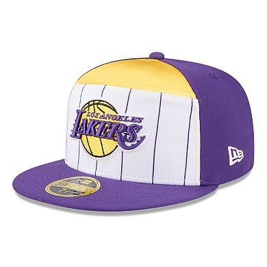 Men's New Era White/Purple Los Angeles Lakers 2025 NBA Tip Off Split Panel 59FIFTY Fitted Hat