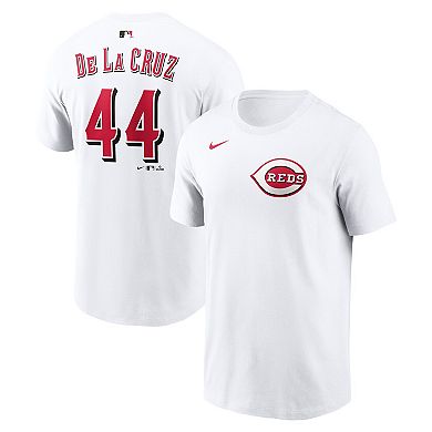 Men's Nike Elly De La Cruz White Cincinnati Reds Name & Number T-Shirt