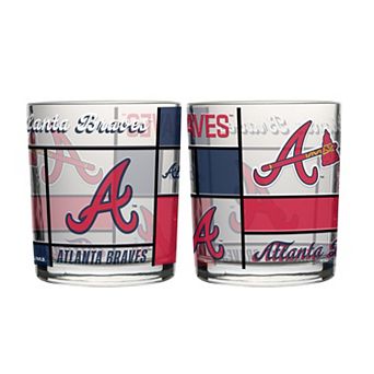 Logo Brands Atlanta Braves 12oz. Quilted Stained Two-Pack Rocks Glass Set