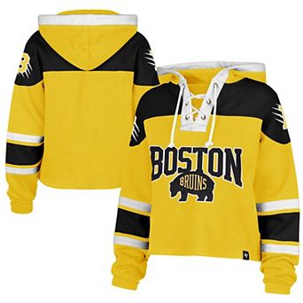 Women's '47 Gold Boston Bruins 2026 NHL Stadium Series Cropped Lacer Hoodie