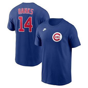 Men's Nike Ernie Banks Rush Blue Chicago Cubs Cooperstown Collection Name & Number T-Shirt