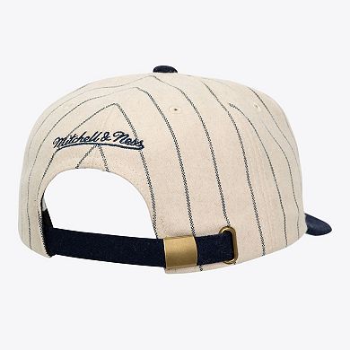 Unisex Mitchell & Ness Cream Chicago White Sox Vintage Ground Melton Wool Pinstripe Adjustable Hat