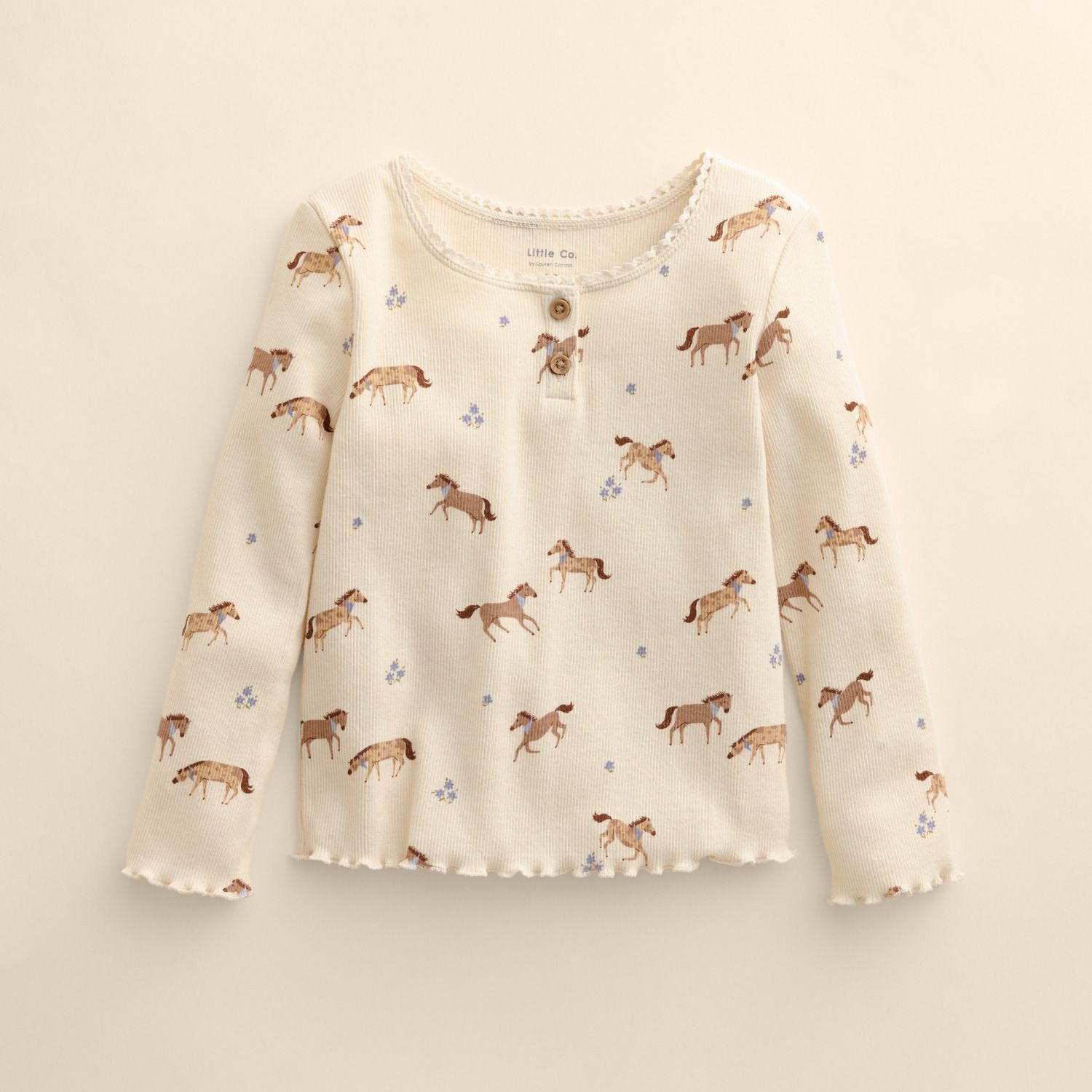 Топ-хенли Little Co. by Lauren Conrad из органического хлопка с кружевом для малышей, цвет: Бежевый