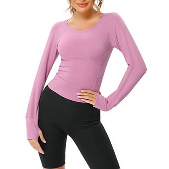 Women's Compression Workout Shirt Long Sleeve Athletic Top for Running Basic T-Shirt