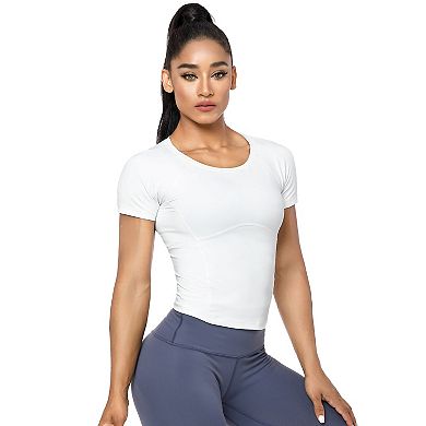 Women's Compression Workout Shirt Short Sleeve Athletic Top for Running Basic T-Shirt