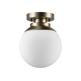 Globe Electric Portland 9.91 in H X 8 in W X 8 in L Brass White Ceiling Light