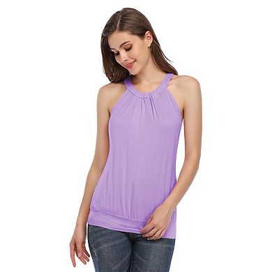 Women's Halter Neck Pullover Sleeveless Solid Color Knitted Top Blouse