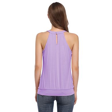 Women's Halter Neck Pullover Sleeveless Solid Color Knitted Top Blouse