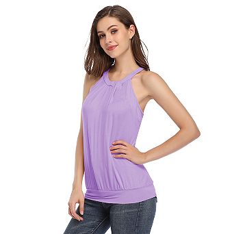 Women's Halter Neck Pullover Sleeveless Solid Color Knitted Top Blouse