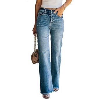 Straight Leg Jeans for Women,High Waisted Wide Leg Loose Microelastic Boyfriend Denim Pants