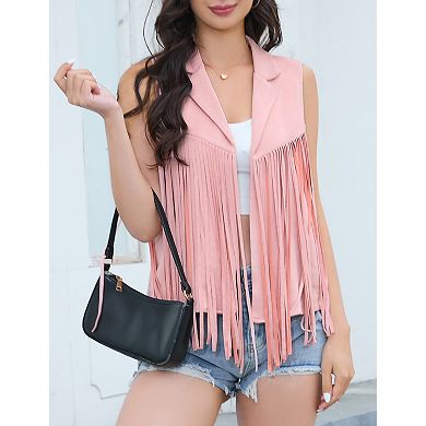 Women's Sleeveless Western Vest Cowboy Button Crop Outwear Vests