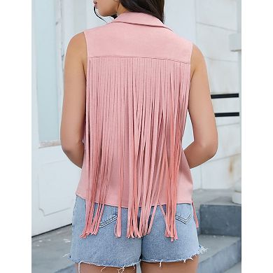 Women's Sleeveless Western Vest Cowboy Button Crop Outwear Vests