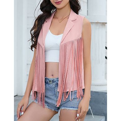 Women's Sleeveless Western Vest Cowboy Button Crop Outwear Vests