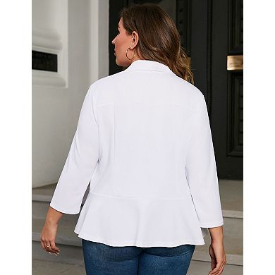 Women's Plus Size Casual Blazer Long Sleeve Open Front Work Office Cardigan Jackets