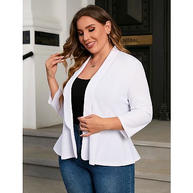 Women's Plus Size Casual Blazer Long Sleeve Open Front Work Office Cardigan Jackets