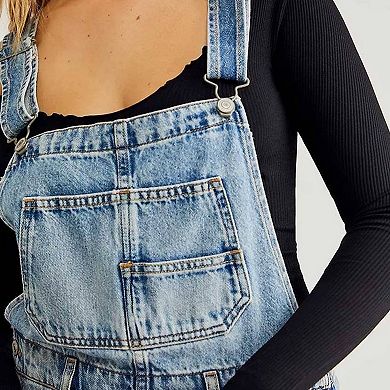 Women's Short Jean Overall Casual Denim Bib Overall Pocketed Shortall Rompers