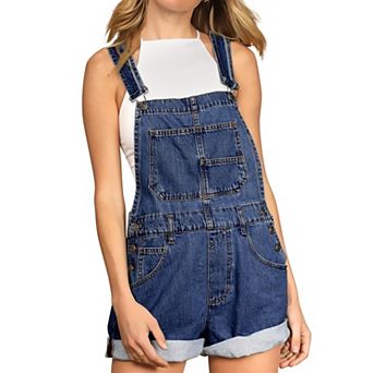 Women's Short Jean Overall Casual Denim Bib Overall Pocketed Shortall Rompers