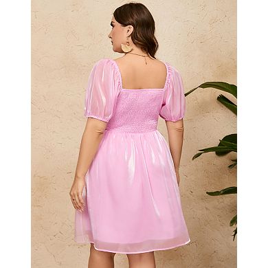 Women's Plus Size Short Sleeve Dress Knee Length A-line Mini Dresses