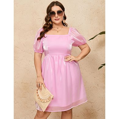 Women's Plus Size Short Sleeve Dress Knee Length A-line Mini Dresses