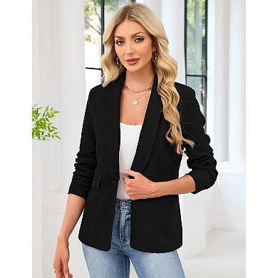 Women's Casual Blazers Long Sleeve Open Front Business Casual Cardigan Jacket