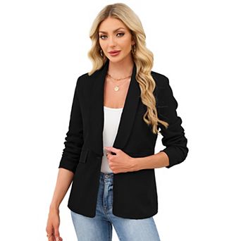 Women's Casual Blazers Long Sleeve Open Front Business Casual Cardigan Jacket
