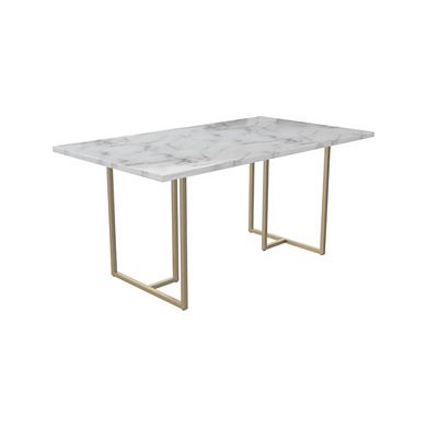 Faux Marble Top Rectangular Dining Table