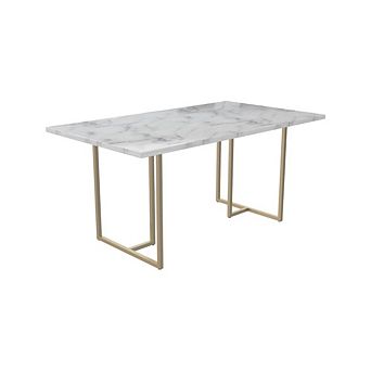 Faux Marble Top Rectangular Dining Table