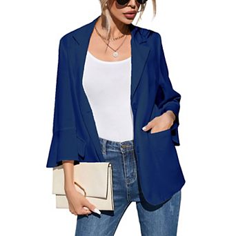 Women's Blazers 3/4 Sleeve Lightweight Casual Button Office Work Blazer Suit