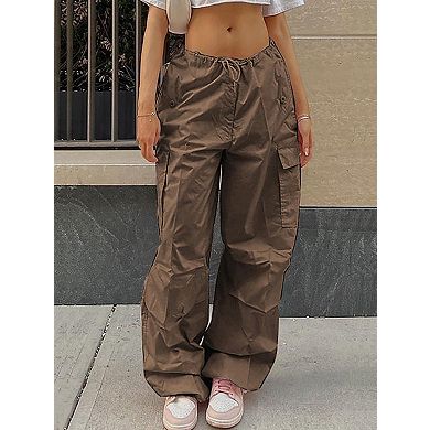 Women's Y2K Baggy Cargo Pants with Drawstring
