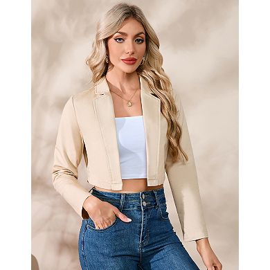 Women's Casual Blazers Open Front Cropped Blazer Jacket