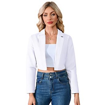 Women's Casual Blazers Open Front Cropped Blazer Jacket