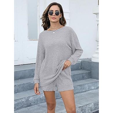 Women's Two Piece Outfits Oversized Sweatsuits Lounge Shorts Pajama Sets