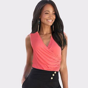Lascana Women's Wrap Look Sleeveless Top
