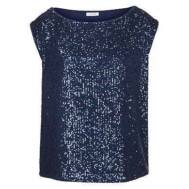 Lascana Women's Convertible Neckline Sequin Top