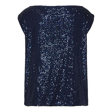 Lascana Women's Convertible Neckline Sequin Top