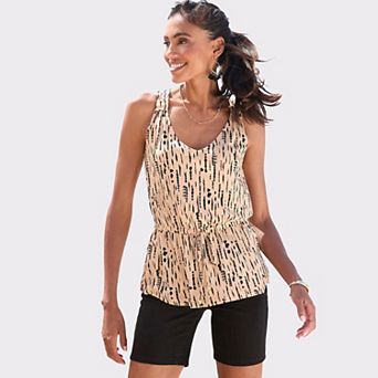 Lascana Women's Back Cut Out Print Top