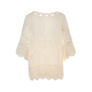 Lascana Women's Crochet Trim Tunic Blouse